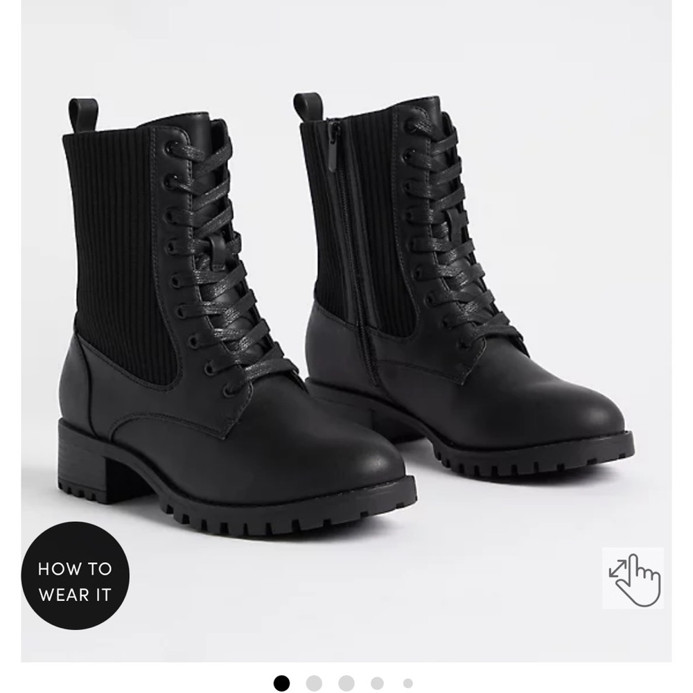 NWOT RIBBED KNIT COMBAT BOOTIE - BLACK (WW)